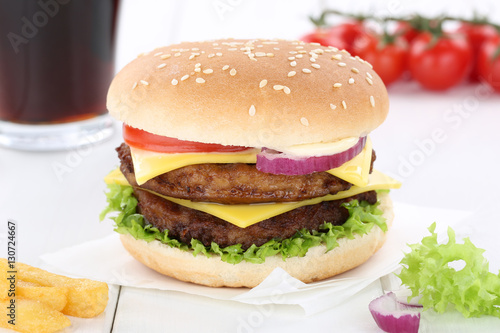 Double Cheeseburger Hamburger Menu Menü Menue Getränk