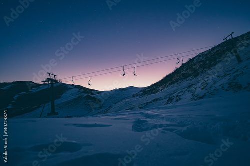 chair lift at the sunrise