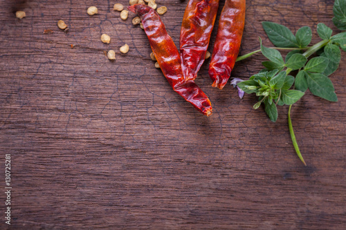 red hot chili pepper on wood background
