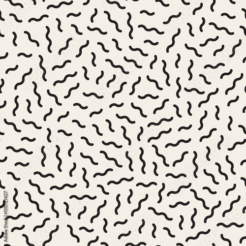 Vector Seamless Black And White Wavy Jumble Shapes Pattern
