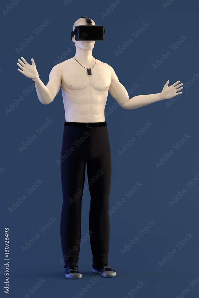 3d render of character with VR headset 3d render of character with VR headset