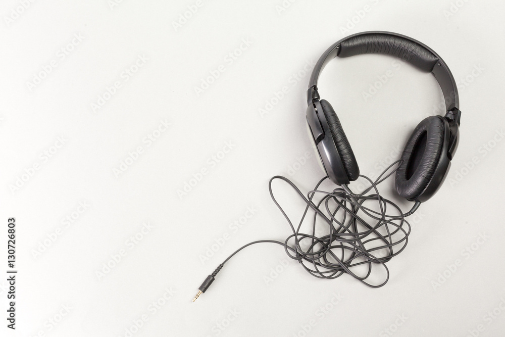 black headphones isolated on white black headphones isolated on white