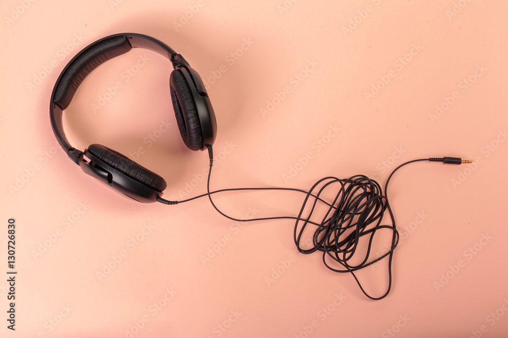 headphones on orange background headphones on orange background
