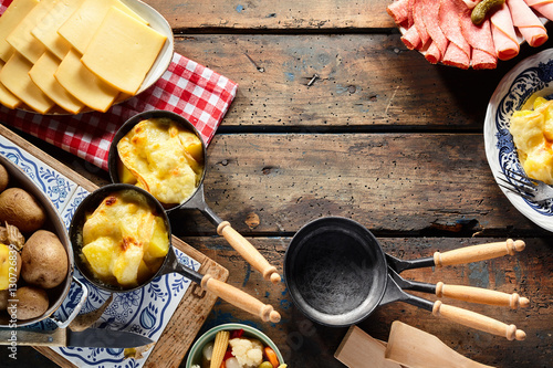 Photography Traditional regional Swiss cuisine with raclette