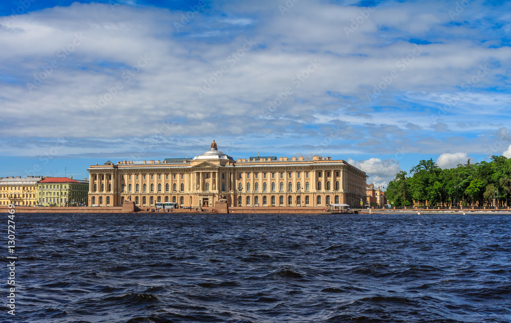 Palaces of St. Petersburg in a sunny windy summer day