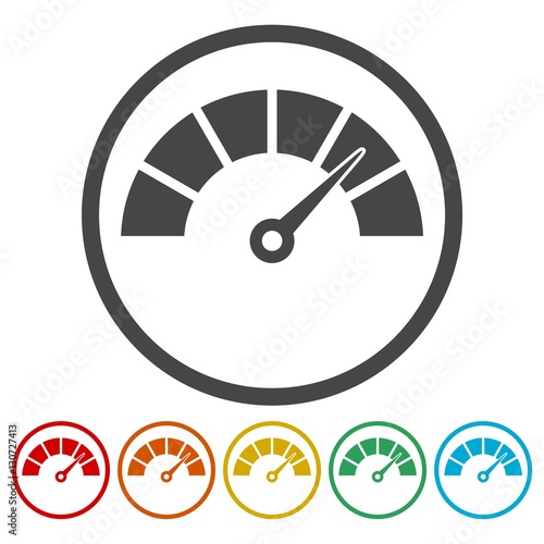 Speedometer or gauge icons set 