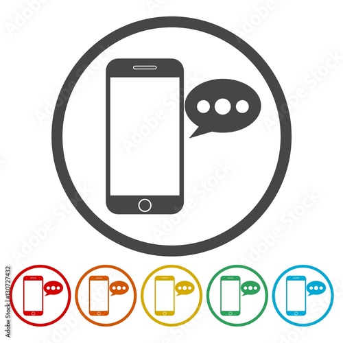 Smart phone, Voice message icons set 