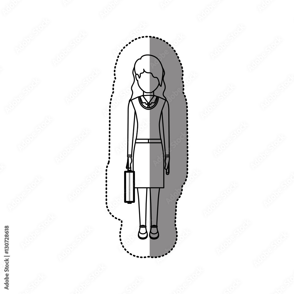 Woman with suitcase icon. Girl female avatar person people and human theme. Isolated design. Vector illustration Woman with suitcase icon. Girl female avatar person people and human theme. Isolated design. Vector illustration