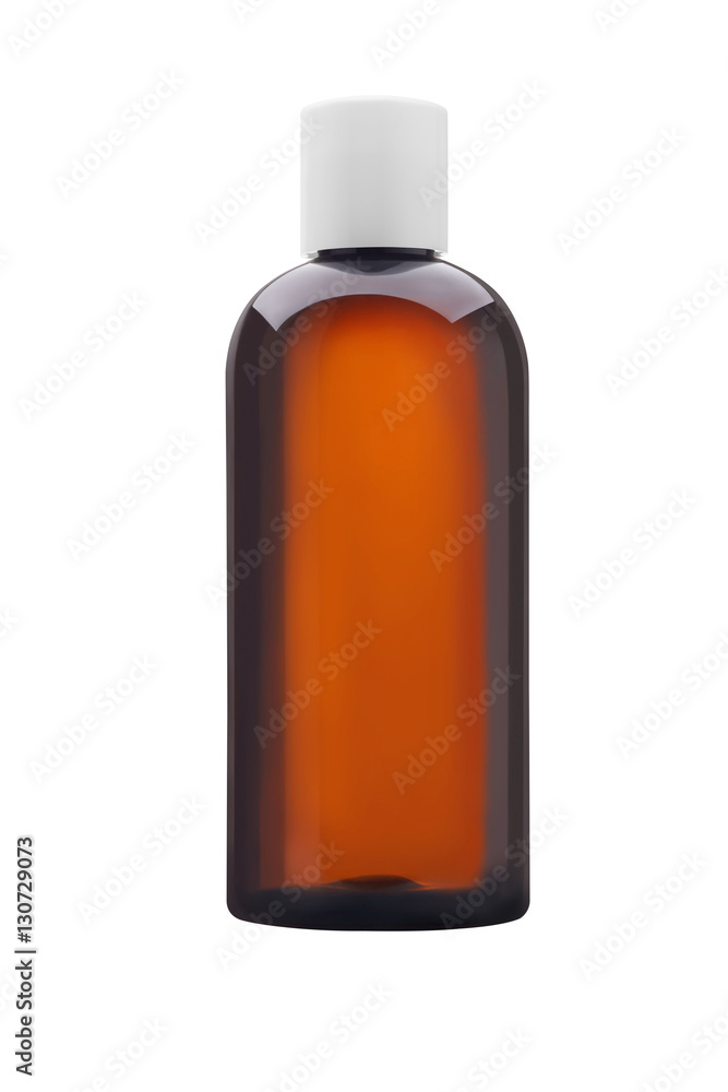 Medicine or cosmetic bottle of brown glass or Plastic isolated o Medicine or cosmetic bottle of brown glass or Plastic isolated o