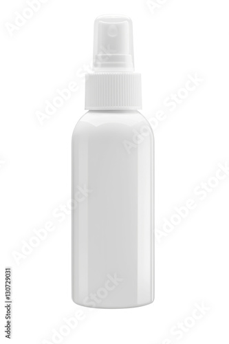 White Cosmetic bottle with spray pump isolated on white backgrou