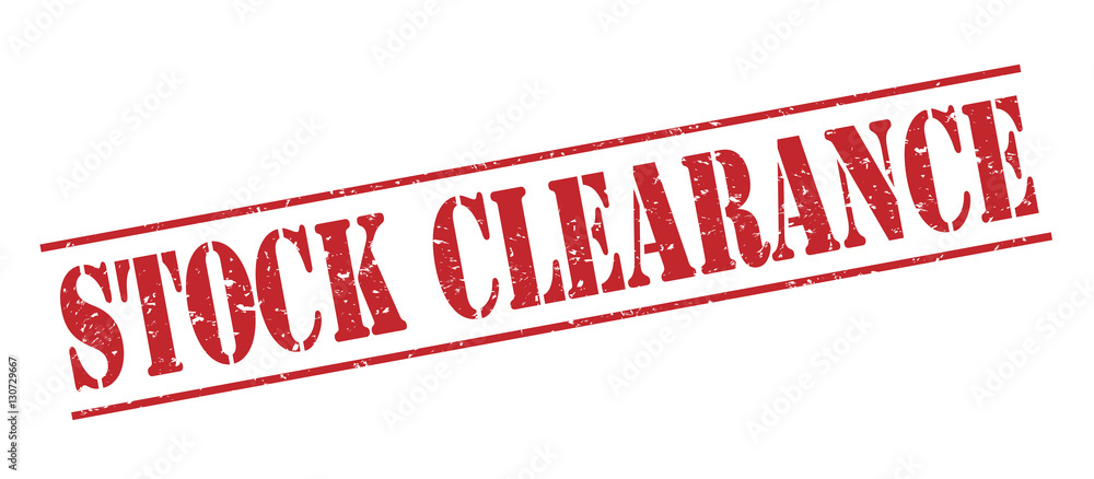 stock clearance red stamp on white background - obrazy, fototapety, plakaty 