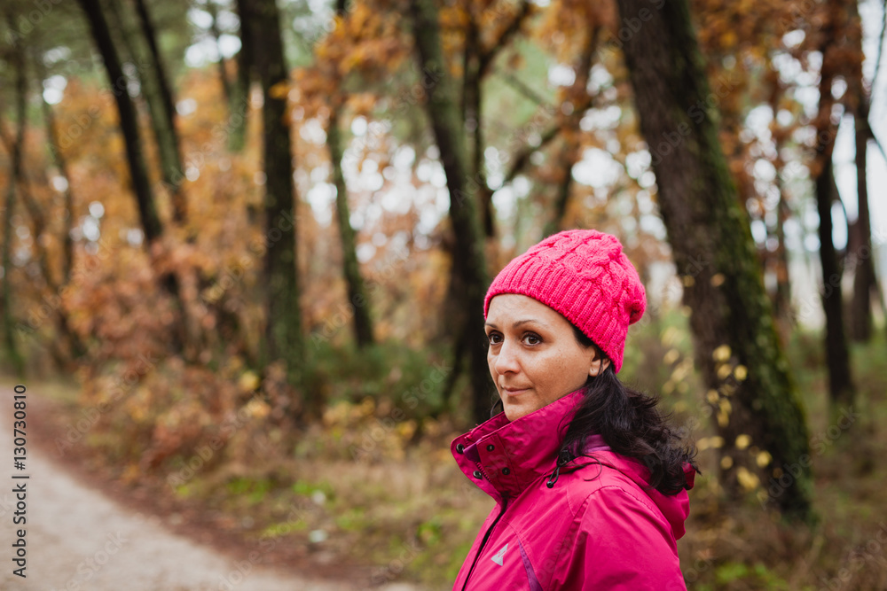 Matured woman in the forest Matured woman in the forest