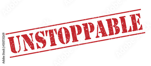 unstoppable red stamp on white background photo