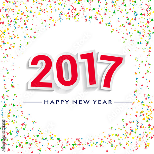 Happy New Year 2017 design with confetti background. Calendar template vector elements
