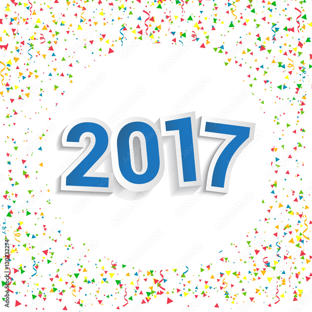 Happy New Year 2017 design with confetti background. Calendar template vector elements Happy New Year 2017 design with confetti background. Calendar template vector elements