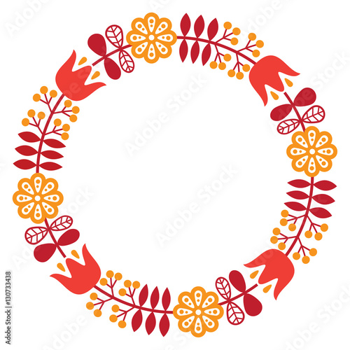 Finnish inspired round folk art pattern - Nordic, Scandinavian style