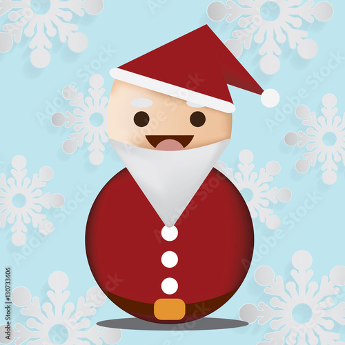 Santa Claus with Snowflake and Blue Color Background