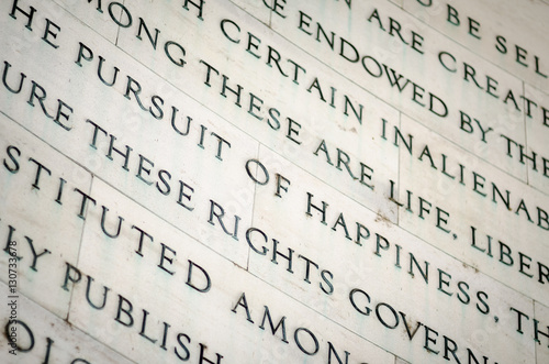 Canvas Print Inscription in the Jefferson Memorial in Washington DC of inalienable rights (in