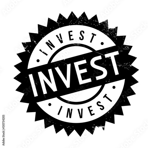 Invest stamp. Grunge design with dust scratches. Effects can be easily removed for a clean, crisp look. Color is easily changed.