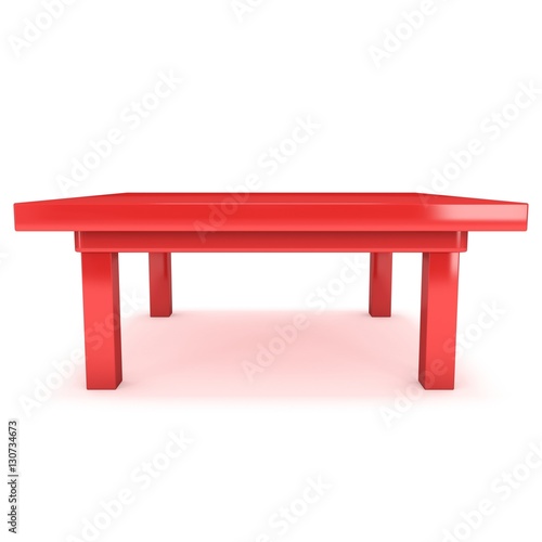 Red Table. 3D render isolated on white. Platform or Stand Illustration. Template for Object Presentation.