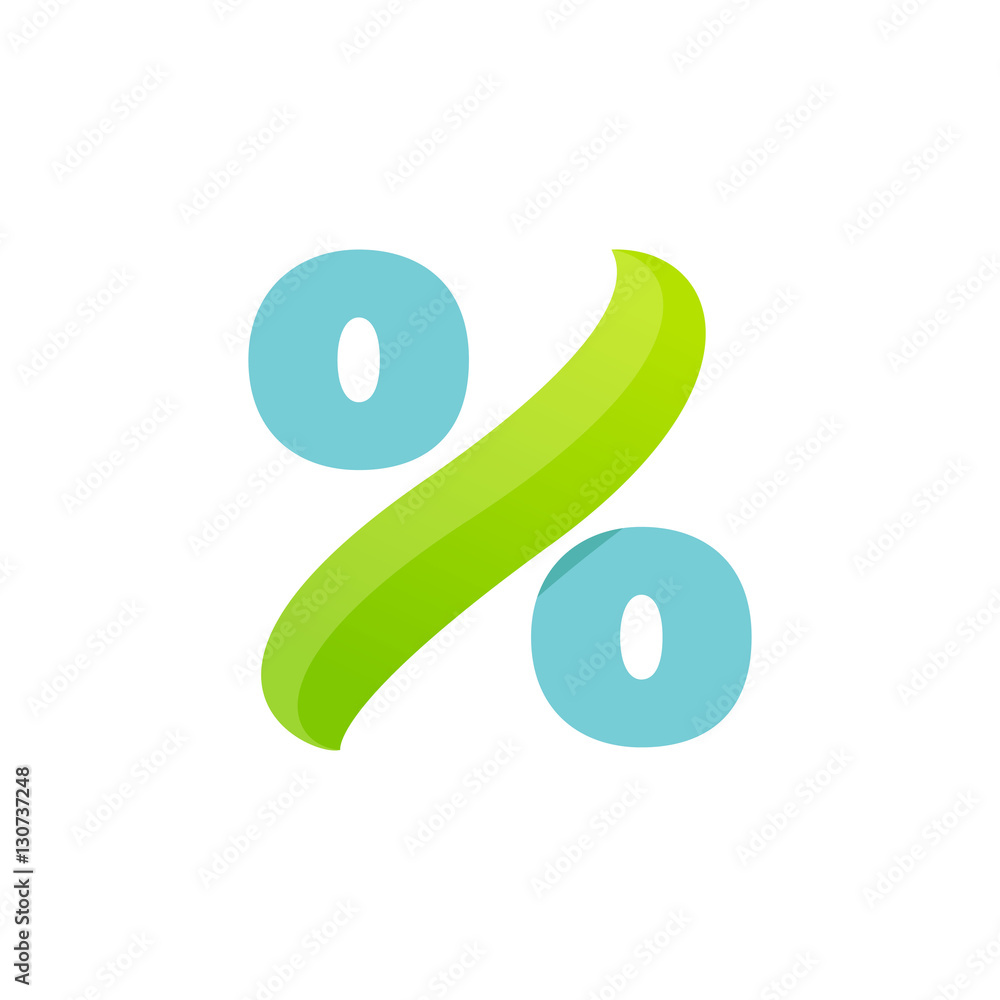 Percent mark logo with green leaf. Percent mark logo with green leaf.