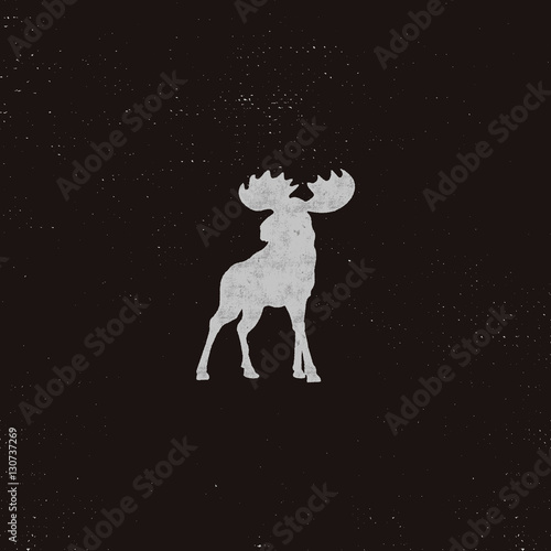 Moose icon. Letterpress effect. Retro moose pictogram. Good for infographics, tee design, logo, badge. Vector moose icon