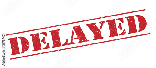 Canvas Print delayed red stamp on white background