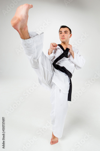 The karate man with black belt