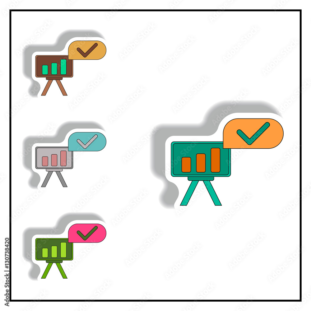 bar graph business statistic Vector illustration collection in paper sticker style of column chart on office board with check mark bar graph business statistic Vector illustration collection in paper sticker style of column chart on office board with check mark