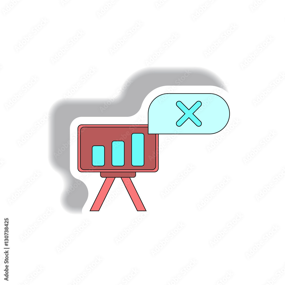 bar graph business statistic Vector illustration in paper sticker style of column chart on office board with x mark bar graph business statistic Vector illustration in paper sticker style of column chart on office board with x mark