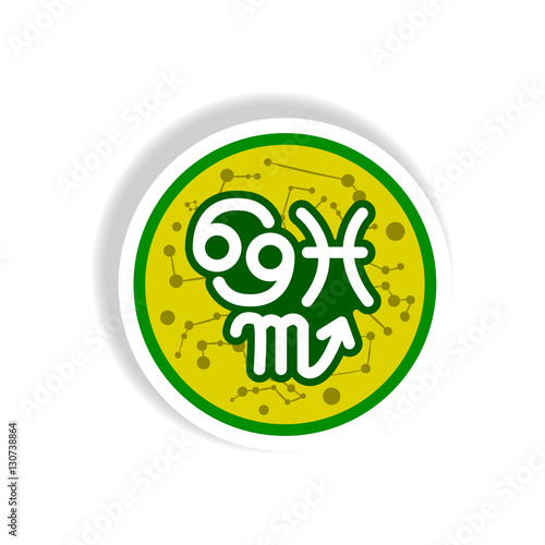 stylish icon in paper sticker style element zodiacal Water
