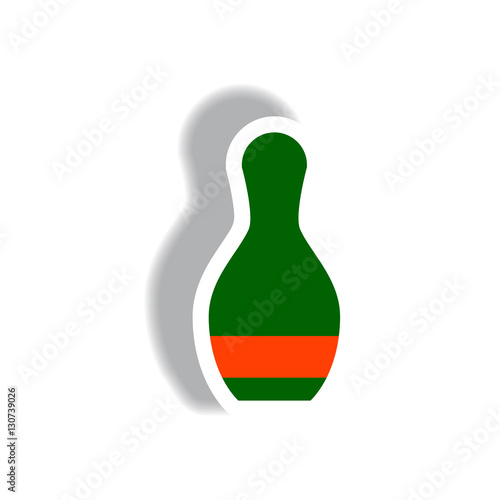 bowling game stylish icon in paper sticker style bowling skittle