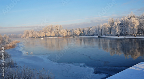 Zima nad rzeką Nettą w Augustowie