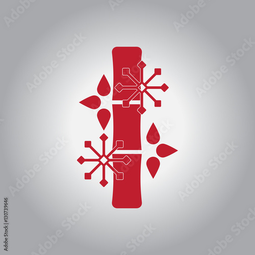 Chinese bamboo Vector illustration of bamboo and snowflakes in flat style