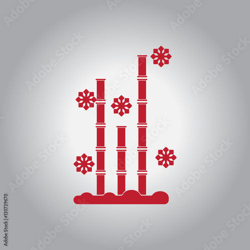 Chinese bamboo Vector illustration of bamboo and snow in flat style
