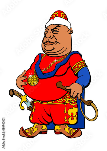 Cartoon Asian Sultan.