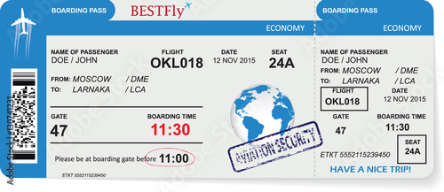Vector pattern of a variant of boarding pass or air ticket