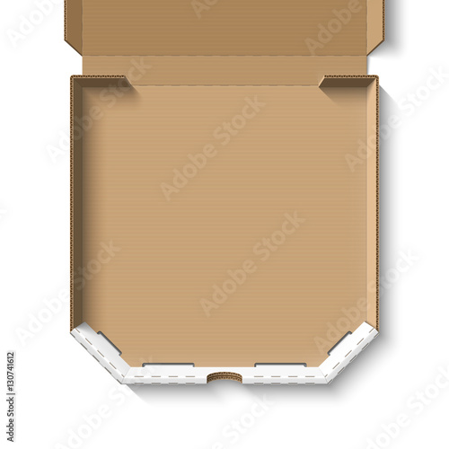 Open cardboard pizza box