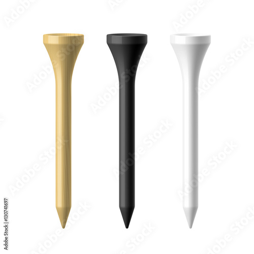 Woooden, black and white golf tees  photo