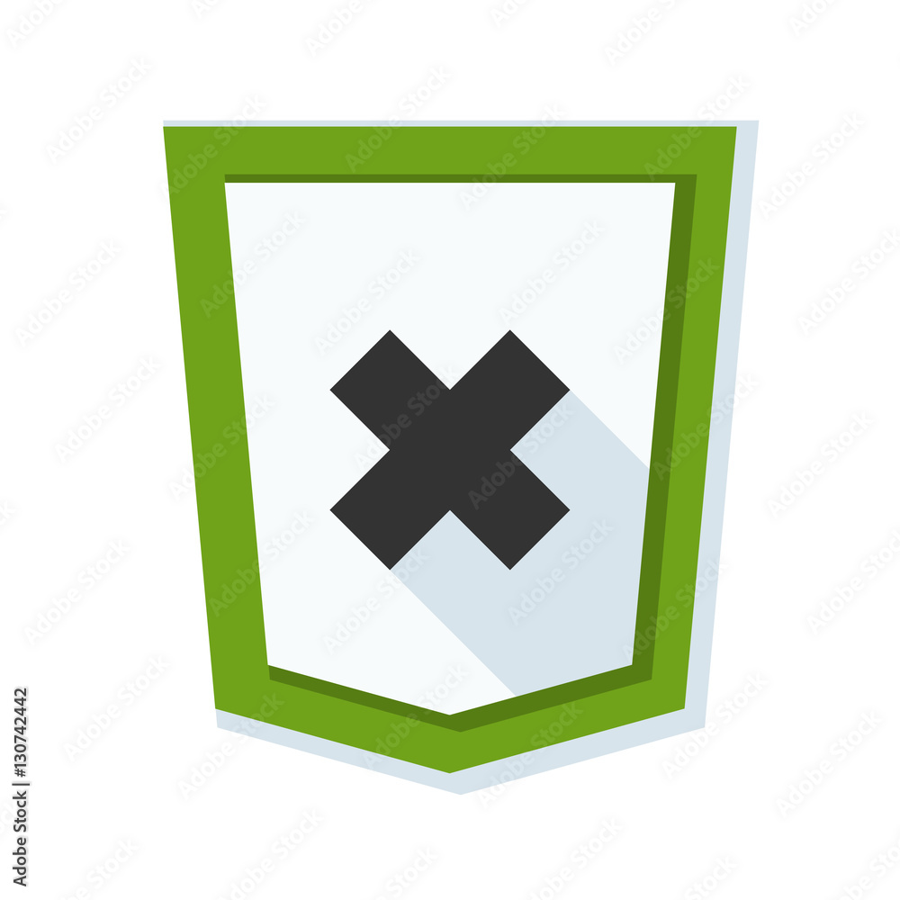 Unprotected Shield sign illustration Unprotected Shield sign illustration