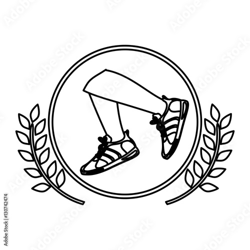 Running shoes icon. Healthy lifestyle fitness gym and bodybuilding theme. Isolated design. Vector illustration