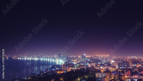 Night cityscape of the Pattaya city