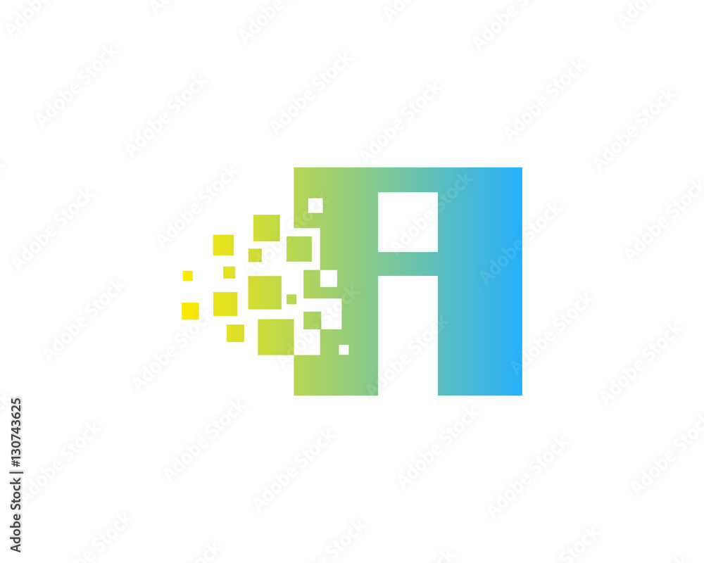 Letter I Square Pixel Logo Design Element