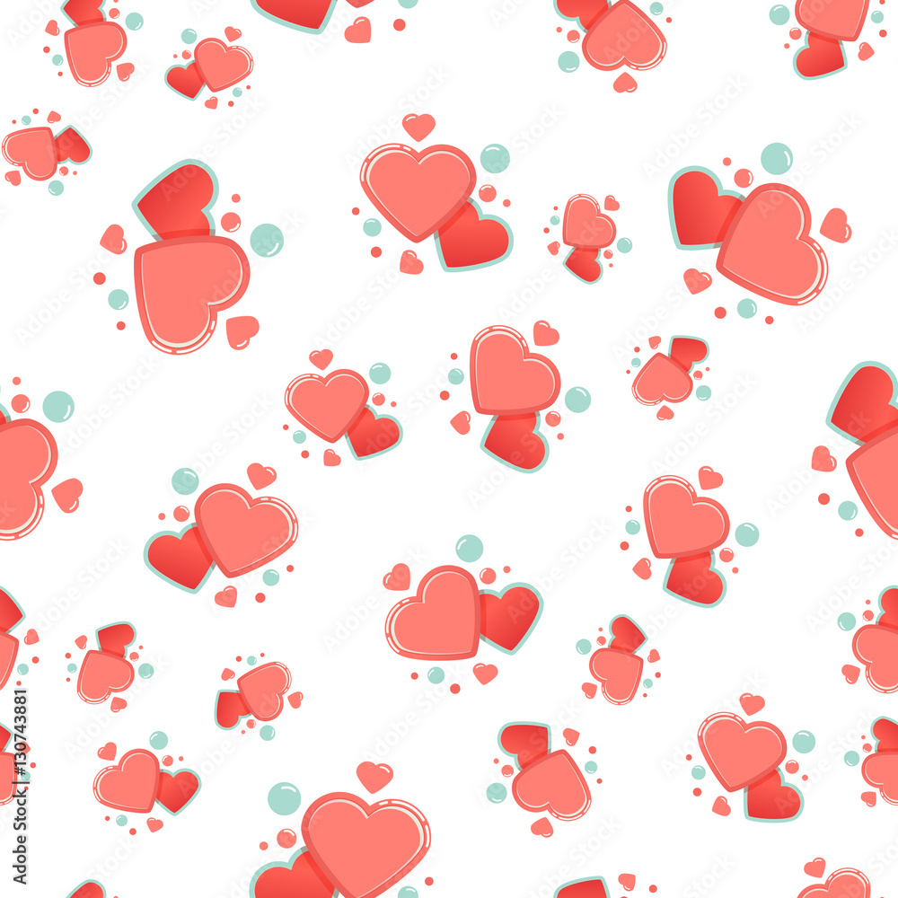 Seamless pattern with cute and chic hearts on white background for ...