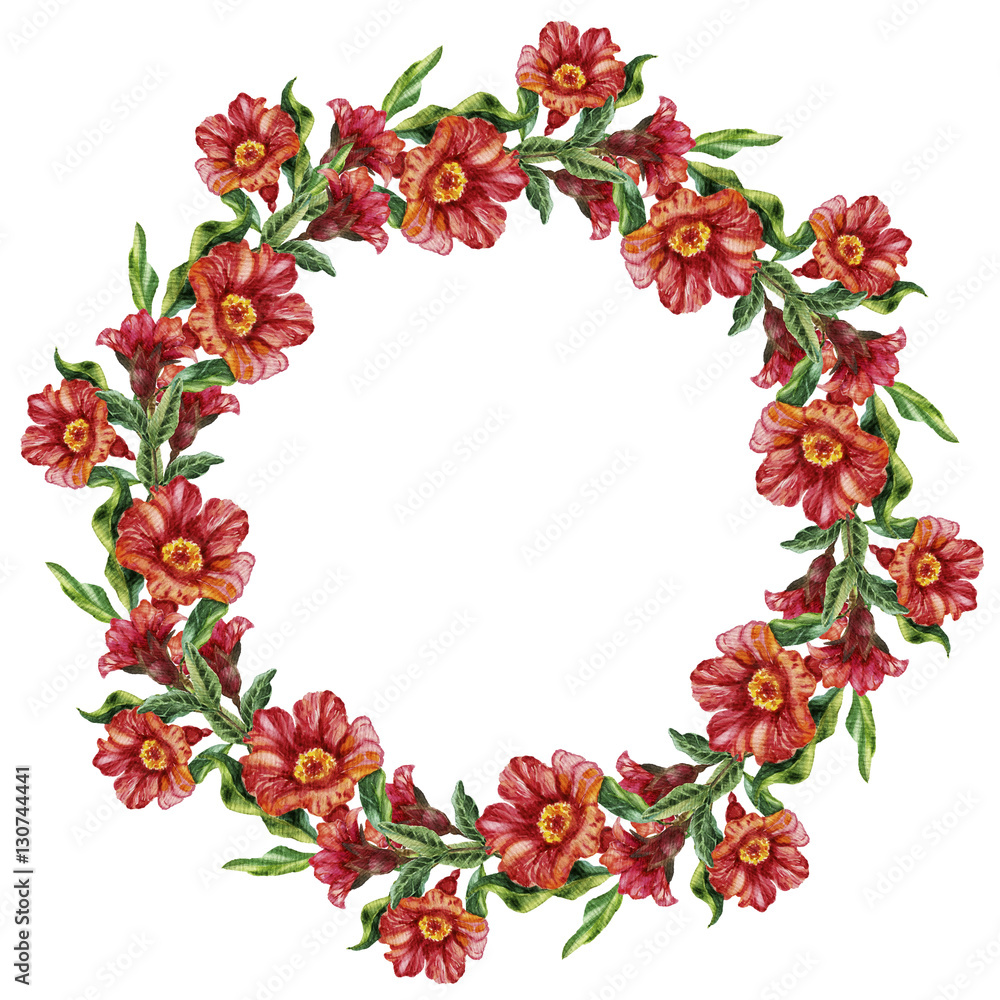 Watercolor hand painted pomegranate wreath Watercolor hand painted pomegranate wreath