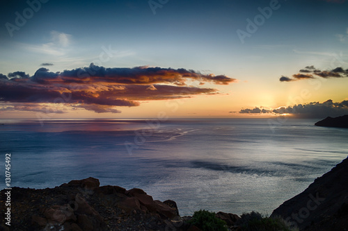 Scenic sunset at Punta de Entallada on the Canary Island Fuertev