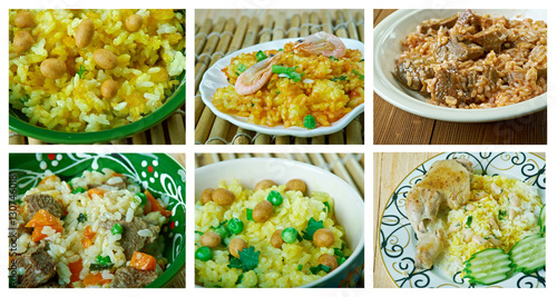 Food set of different rice  dish .