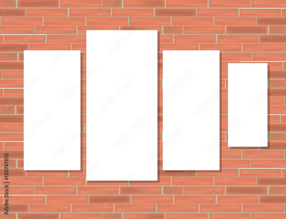 Empty frames on red brick wall. Empty frames on red brick wall.