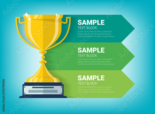 Graphic information with winner cup and ribbons