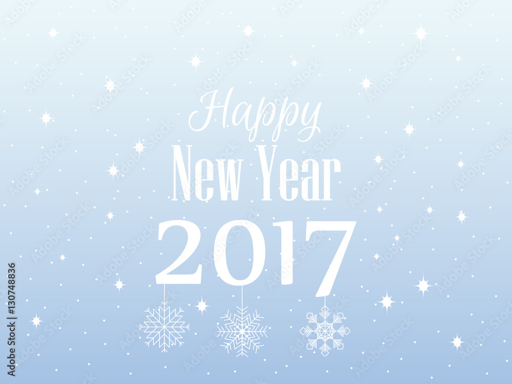 Happy new year 2017. Winter snow background. Vector illustration.